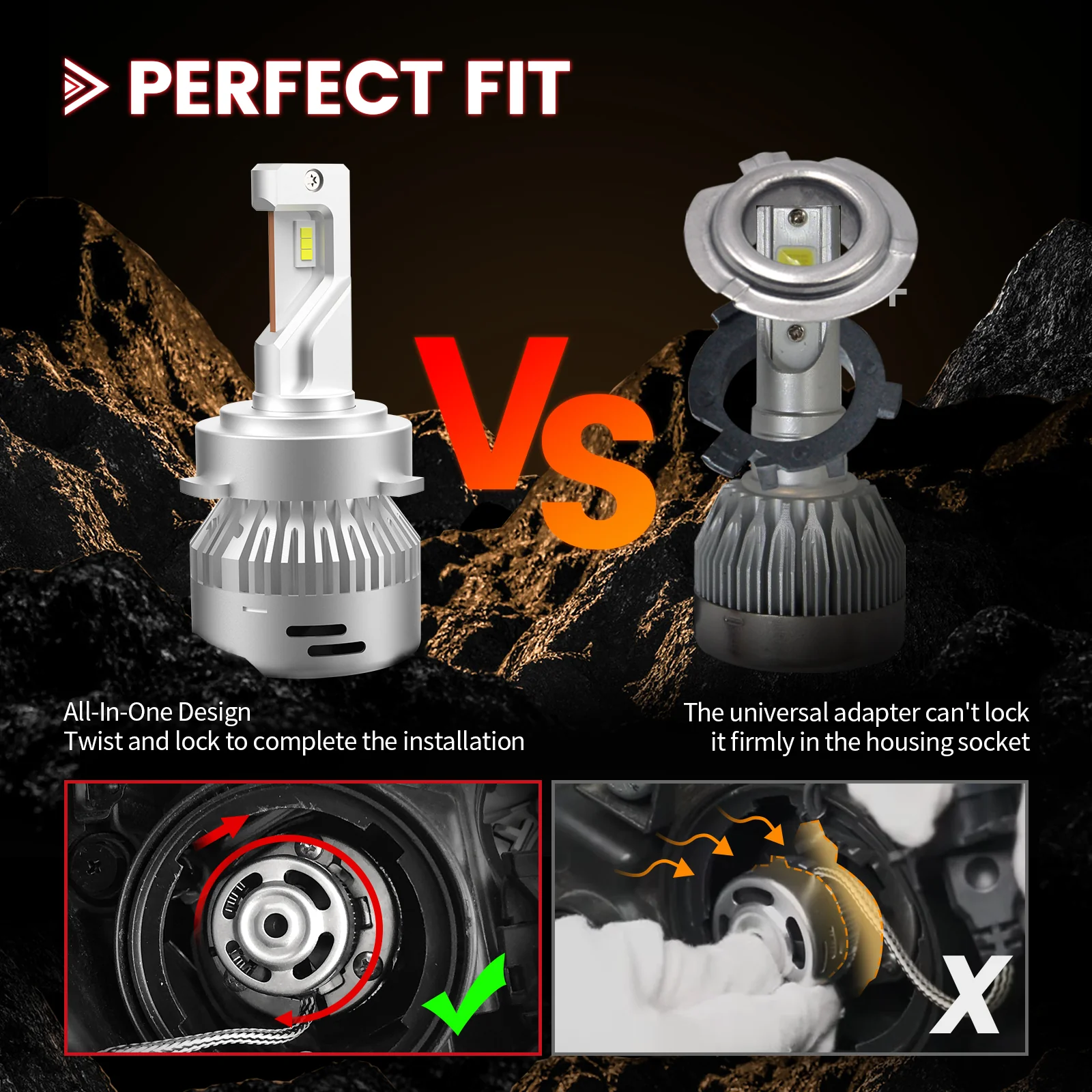 Custom Designed H7 LED Bulbs Retainer Adapter Perfect Fit for Kia / Hyundai | Pro Series - Image 4